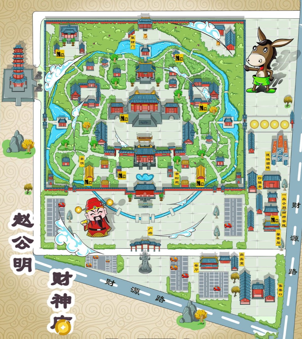 潢川寺庙类手绘地图